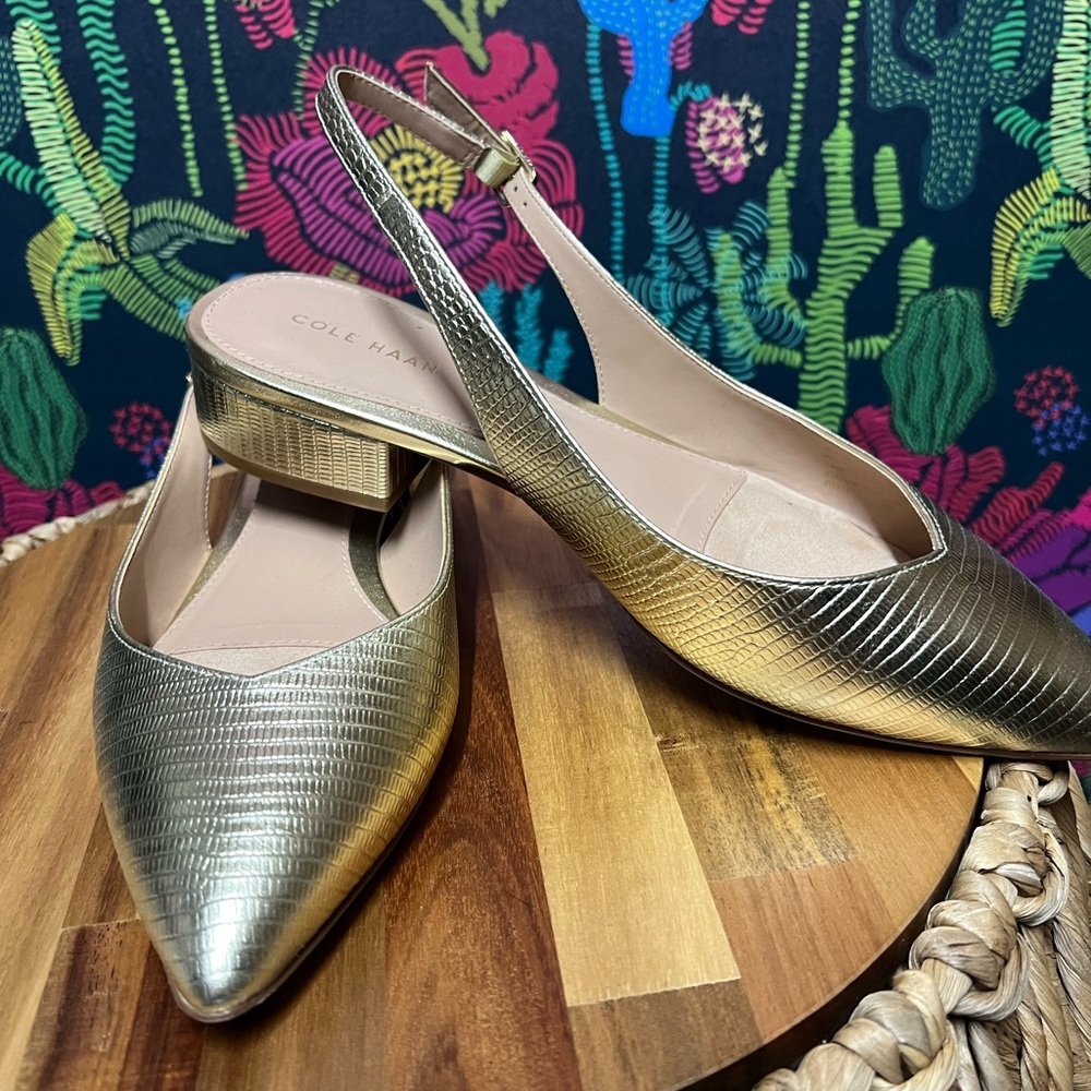 Cole Haan Gold Slingback Flats